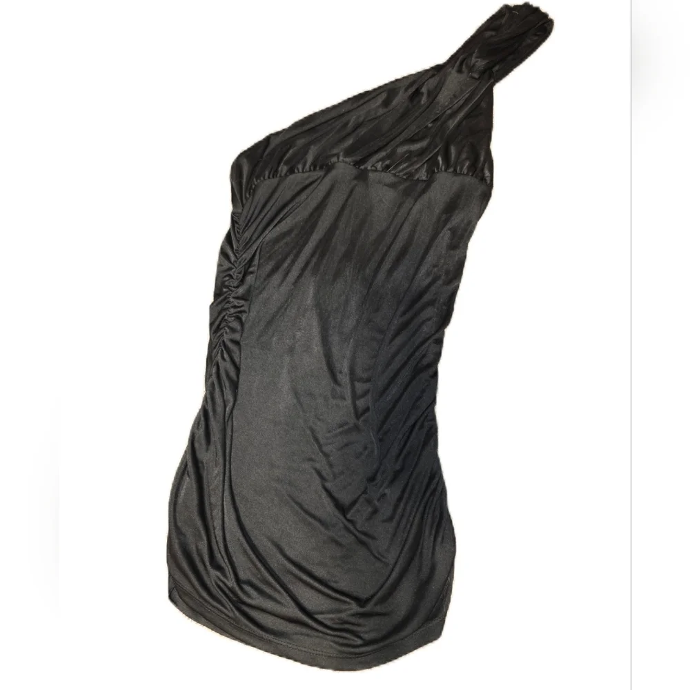 ๐ 3/$15 Elegant Black One-Shoulder Body Con Form Fitting Dress - Picture 2 of 11